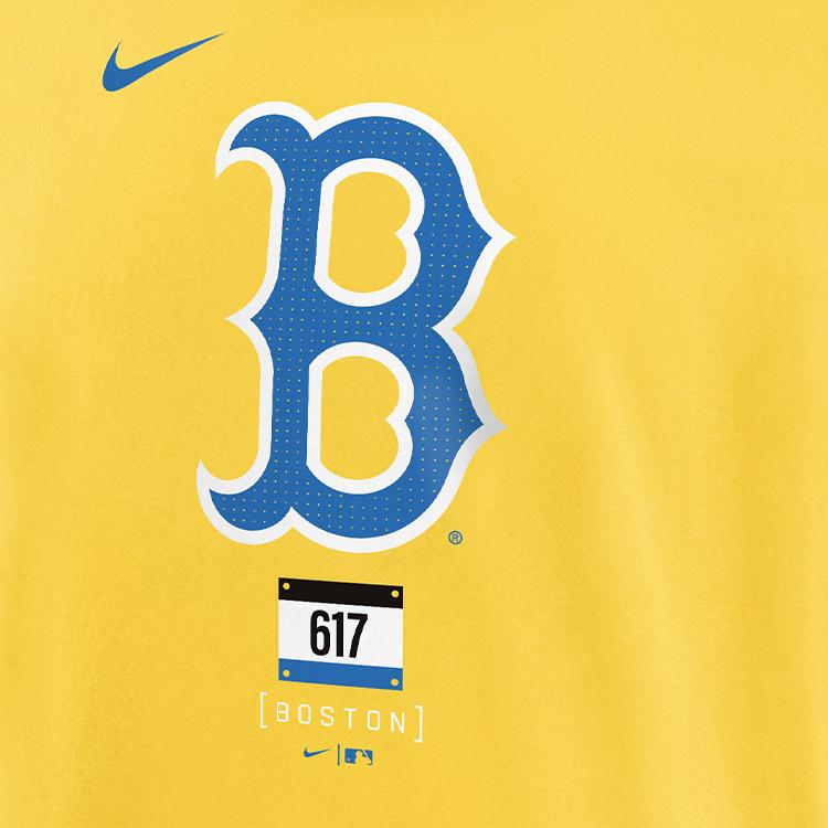 Nike MLB Boston Red Sox Letter Print Crew Neck T-Shirt Kids Tops Gold 3Z3B7NMCC-BOS