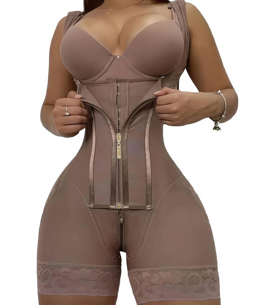 Women's Plus Size High Waist Tummy Control Body Shaper Fajas Colombianas BBL Shapewear Compression Bodysuit With Hooks and Zipper