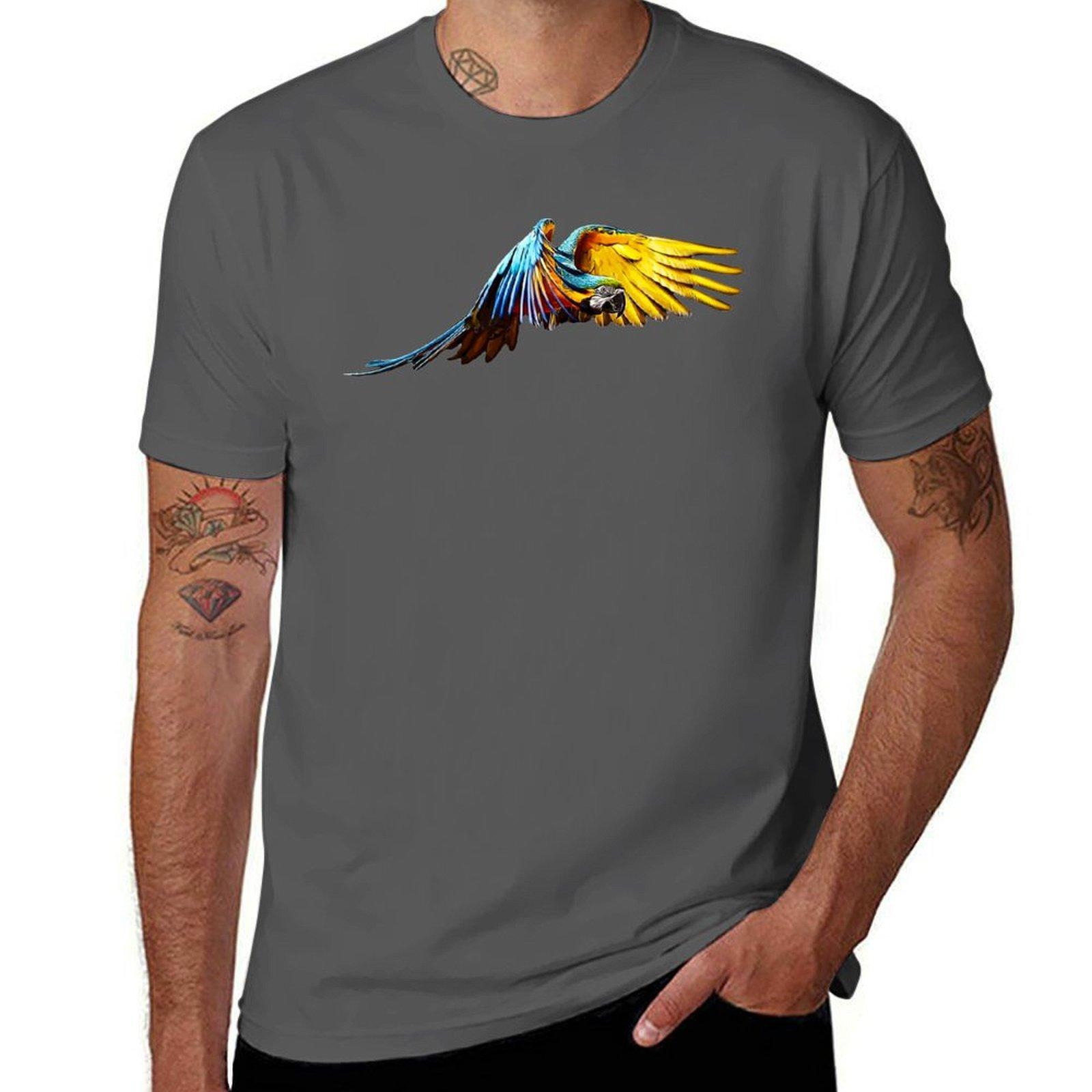 

Blue and Gold Macaw Flying T-Shirt t shirt custom print printed t shirts for man T-Shirt 4XL