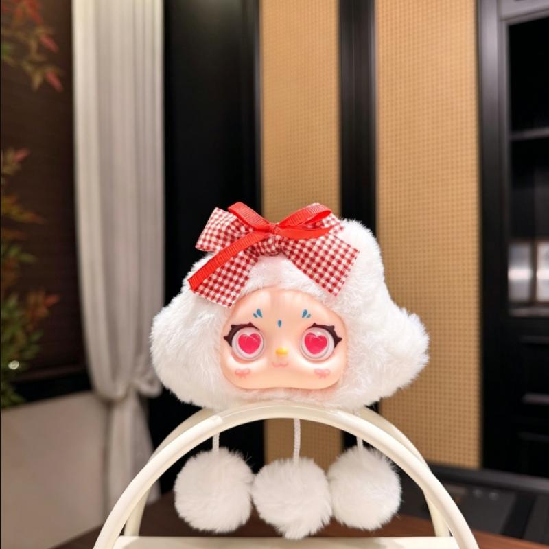 Vinyl Face Cute Cloud Plush Doll Keychain Pendant Fashion Backpack Decor for Teen Girls Boys Graduation Small Gift