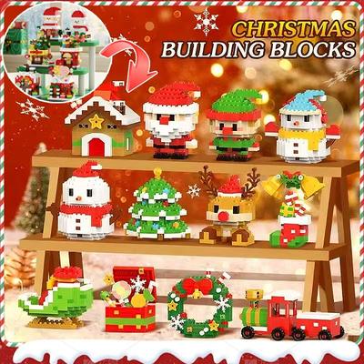 Christmas Gifts Micro Building Block Santa Claus Reindeer Puzzle Bricks Xmas Party Table Decoration for Kids