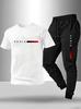 Men's Summer Casual Short Sleeve Sports Set: Handsome Loose Trousers Two-Piece Outfit