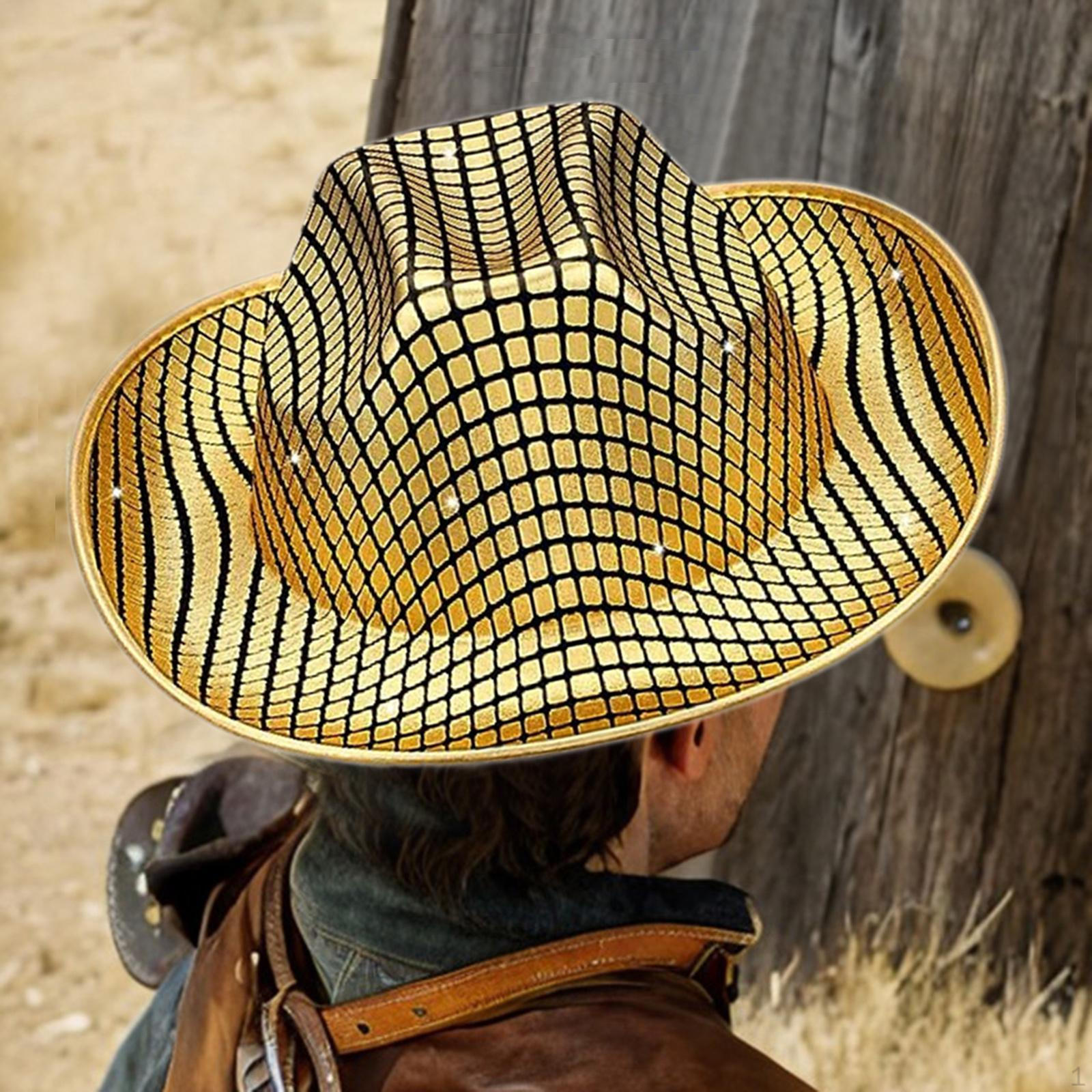 

Western Cowboy Hat Denim Dress up Breathable Portable Headwear Jazz Cap for Teens Bridesmaid Men золотий