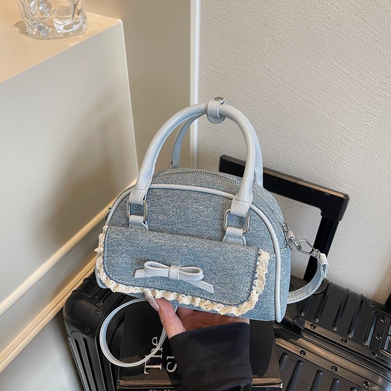 

Fashion sweet handbag women s new niche design ballet shell bag simple messenger bag синий