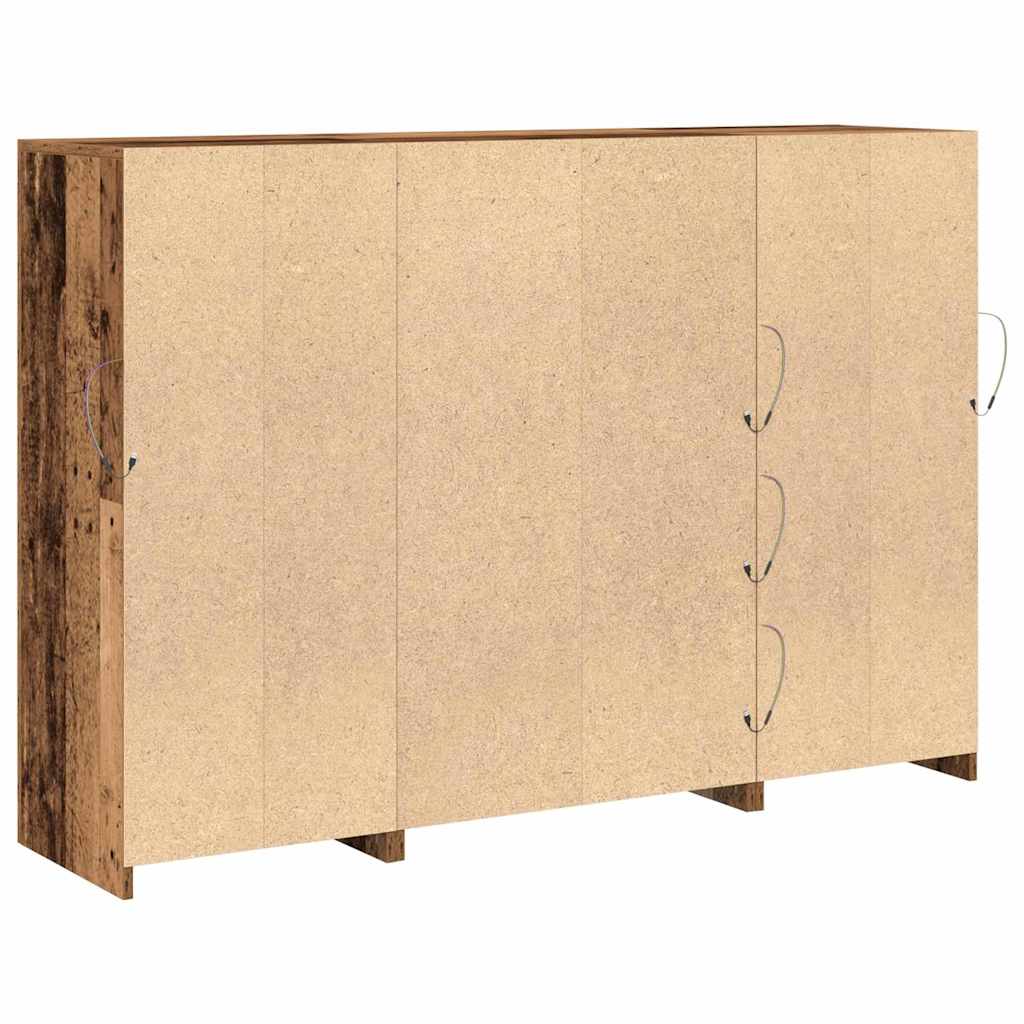 LED Sideboard Reclaimed Wood Look 142.5 x 37 x 100 cm Engineered Wood