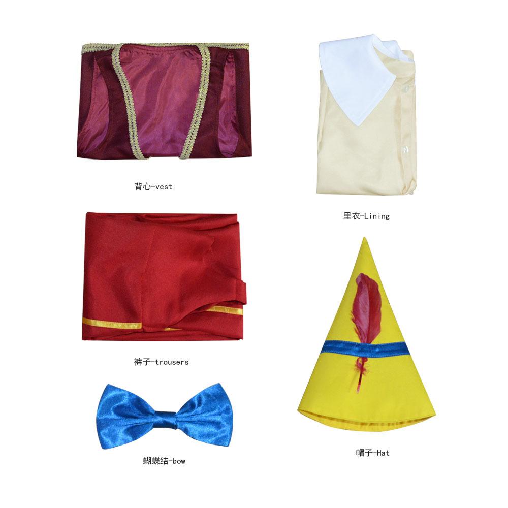 Pinocchio Long Nose Costume Halloween Movie Puppet Cosplay Outfit Stage Performance Suit for Adults Kids