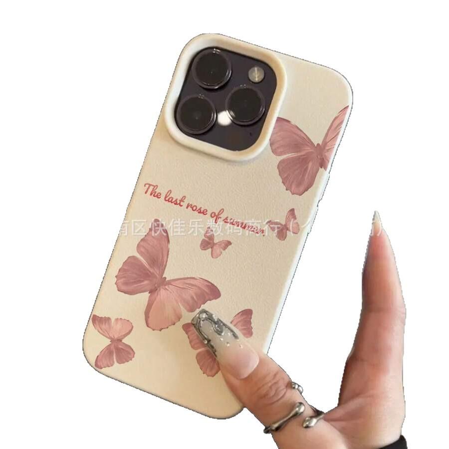 INS Niche Pink Butterfly Suitable for iPhone 15 Phone Case 14, iPhone 13/12 Pro Max Female 11, Beautiful 17