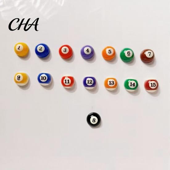 Billiard Ball Magnets 15Pcs/Set Mini Fridge Magnet, 3D Pool Memo Note Photo Holder Holder, Decorative Magnet for Whiteboard Locker Refrigerator Door
