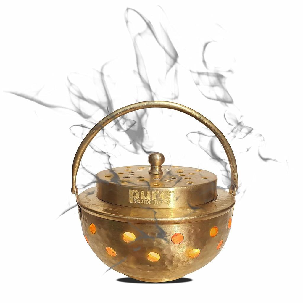 Multipurpose Brass Kapoor Dani, Aroma Diffuser, Incense Burner, Pack of 1(Round)