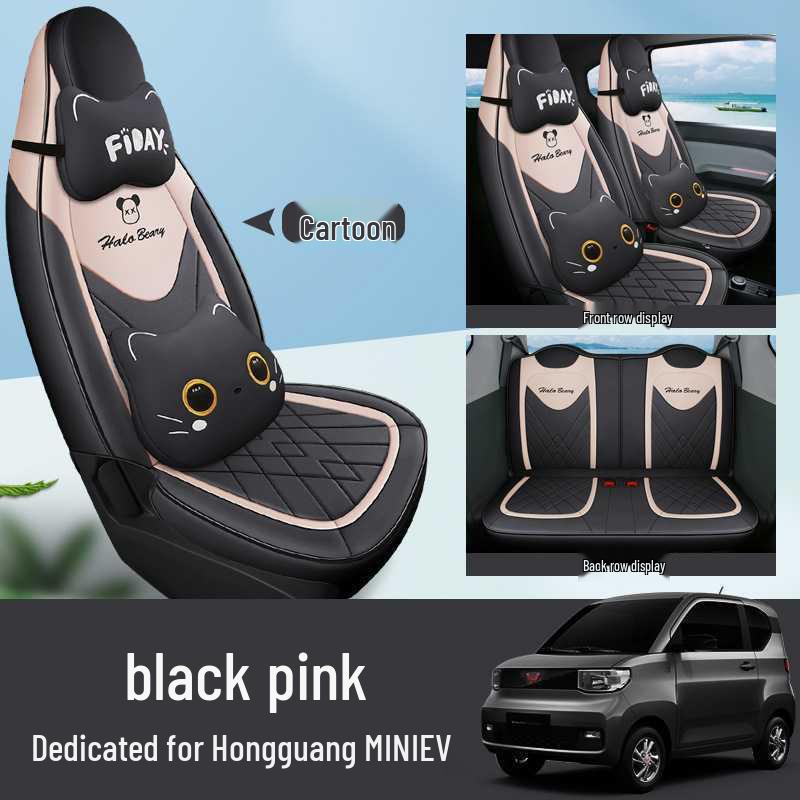 Wuling Hongguang MiniEV Seat Covers: Macaron Full Coverage, All-Season Car Seat Cushions for 2020-2023 Models