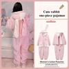 Winter Soft Girl Rabbit Pajamas Thickened Coral Fleece Cute One-piece Pajamas Girl Cartoon Ins Loungewear Nightgown