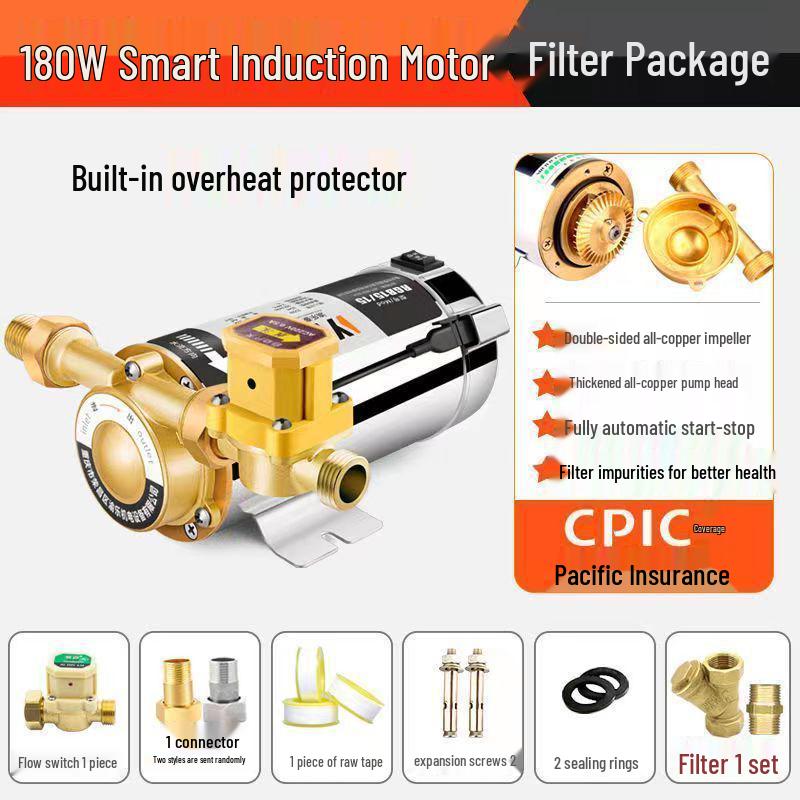 Automatic Silent Water Booster Pump for Solar Heaters, 220V