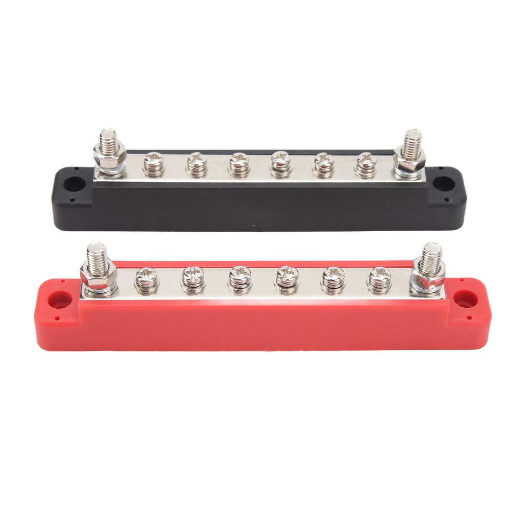 1 Pair M6 Power Distribution Block High Current DC12V to 48V 150A Double Stud 8 Way Battery Bus Bar
