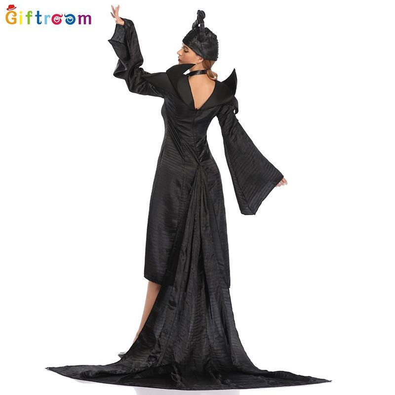 Western Carnival Party Witch Costume Play Demon Horns Diablo Floor Mopping Dress Vampire Show Costume
