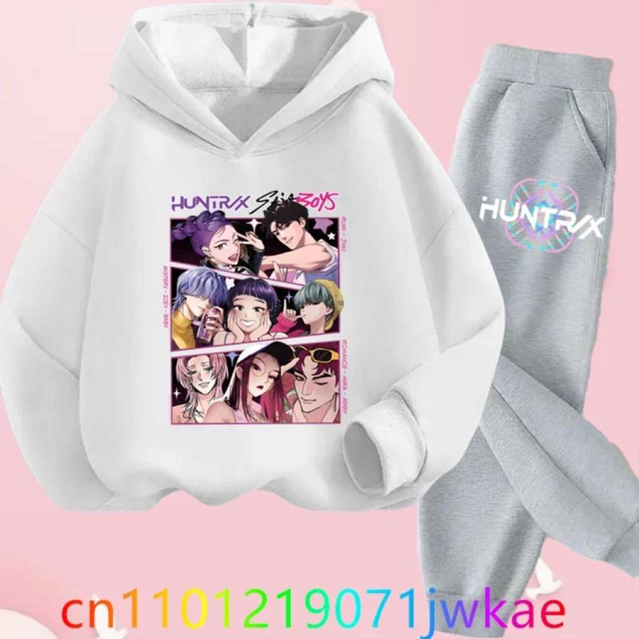 Kids Hoody Suit KPop Demon Hunters Printed Children's Clothing Y2K Hoodies+Pants Sports Sets