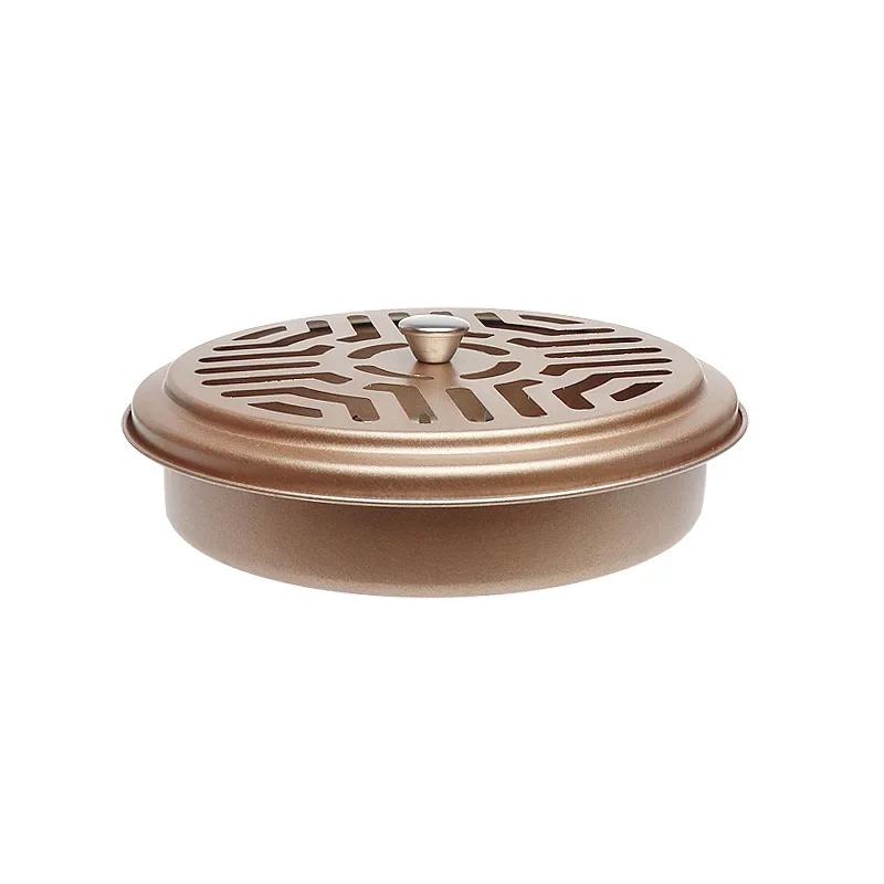 Stainless Steel Mosquito Incense Box with Lid Hollow Design Mosquito Coil Holder Indoor Outdoor Fireproof Mosquito Incense Tray