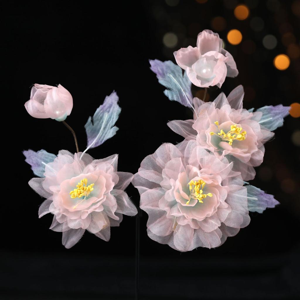 Flower Hair Clips Forks Chinese Hanfu Hair Accessories for Women Hairpin Fork Handmade Vintage Wedding Hair Jewelry Retro Crowns for Girl and Women