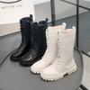 Dětské boty Dívčí Jaro a Podzim 2025 Nové vysoké boty Korejská verze Britský styl Martin boots Kožené kozačky Princezna Malá holčička