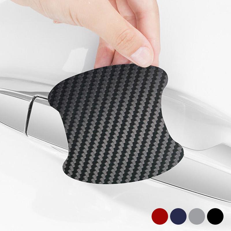 4Pcs/set Car Scratches Resistant Stickers Universal Carbon Fiber Auto Handle Protection Film Decor Sticker Decal Car Accessories