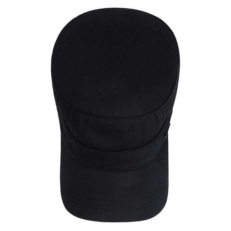 Men's Outdoor Casual Flat-topped Cap with Air Holes Metal Square Label Sunshade Breathability and Adjustable Baseball Cap