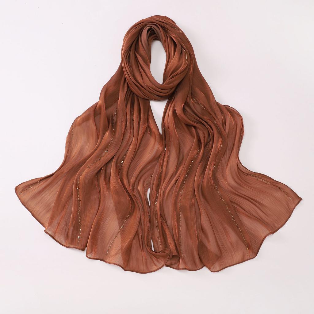 Shimmer Silk Hijab Scarf For Women Crinkle Hijabs  Diamond Luxury Medine Silk Veil Muslim Women Shiny Shawl Turban Bandana