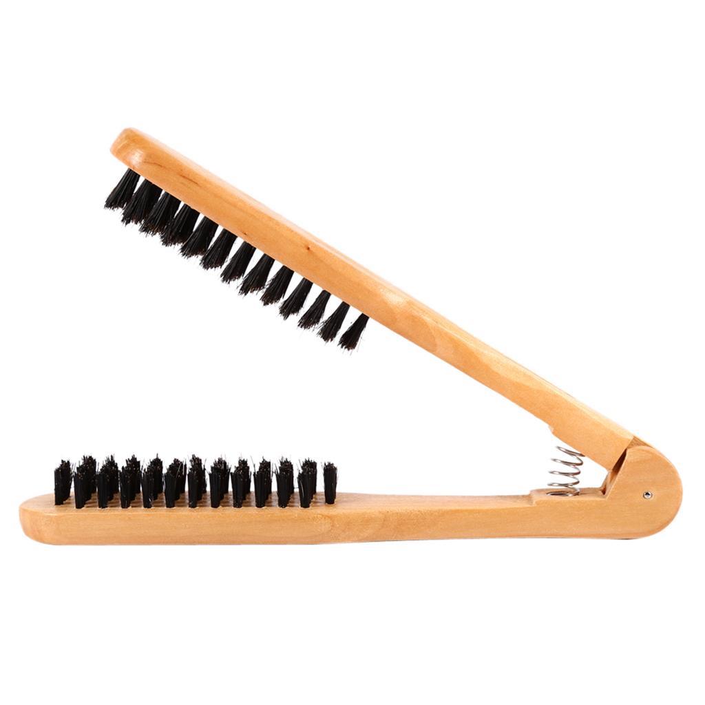 Double Brushes Comb, Wooden Hairdressing Comb V Shaped Splint Comb Styling Tools Anti Static Hair Straightener Tool for Straightening Hair