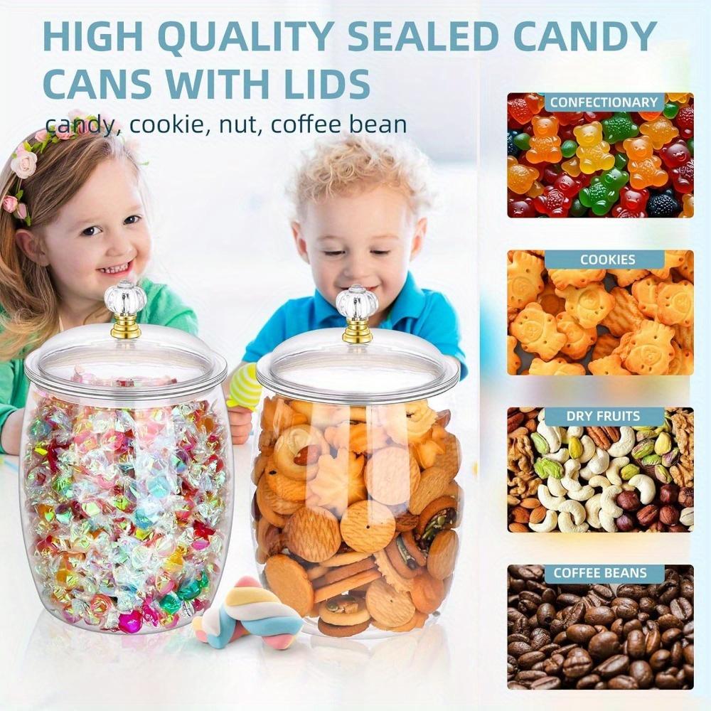 2pcs Candy Jars With Lids&Spoons 1/ 2Gallon Clear Plastic Cookie Container Large Airtight Apothecary Storage