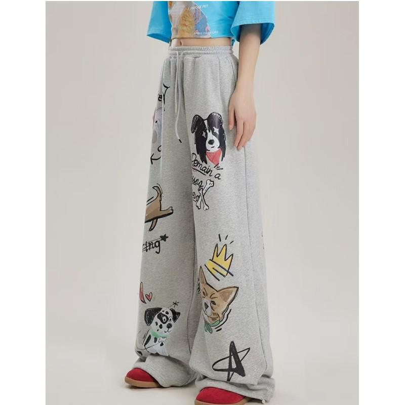 Women's Trendy Loose Fit Hip Hop Sweatpants with Personality Print - Street Dance, Jazz, and Hiphop Style