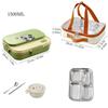 304 Stainless Steel Bento Box with Bowl Cutlery Large Capacity Divided Food Storage Container Sealed Lunchbox for Kids School