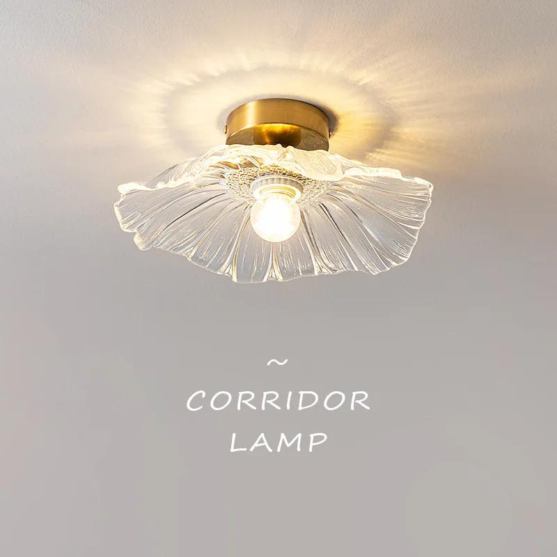2026 LED Vintage Flower Glass Ceiling Lamps Hallway Corridor Light Warm Light Retro Living Room Interior Decor Lighting HOT