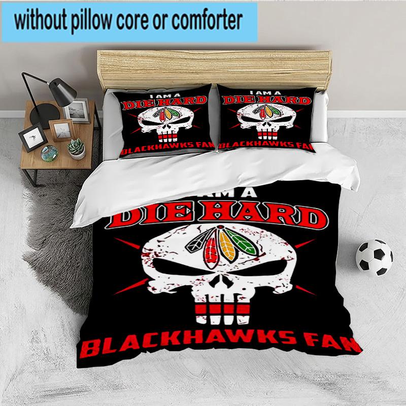Chicago Hockey 3PCS Bedding set,Ideal for 1pc Duvet Cover And 2pcs Pillowcases Perfect for Fan gift,Ideal for Bedroom, Dormitory