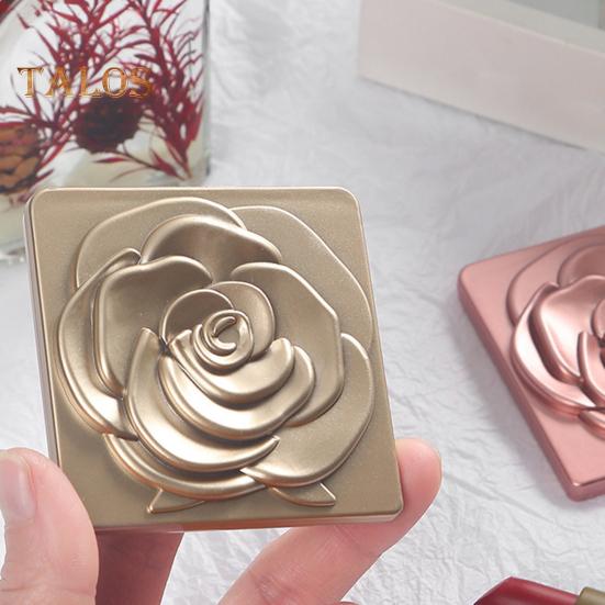 Portable Foldable Makeup Mirror Vintage Rose Double-sided Vanity Mirror High Clarity Men Women Pocket Travel Handheld Square Cosmetic Mirror