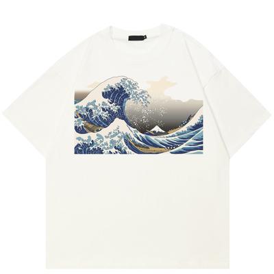 Streetwear Sea Wave Graphic Unisex T-shirt Bavlněné tričko Unisex Topy Tees Letní tričko s krátkým rukávem