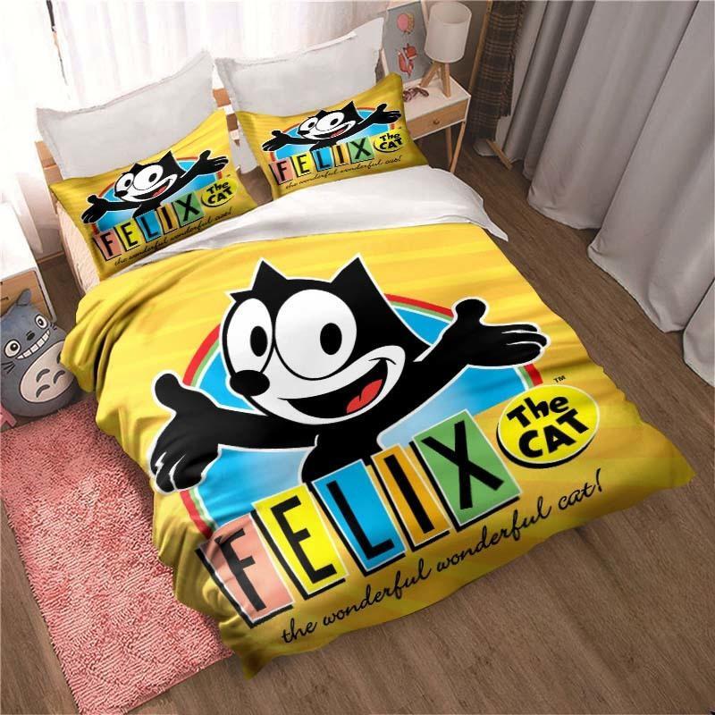 Fashion Cartoon Felix Cat Bedding Set Fashion 3D Printing Home Decoration Boy Girl King Size Bedding Set Quilt Cover Pillowcas