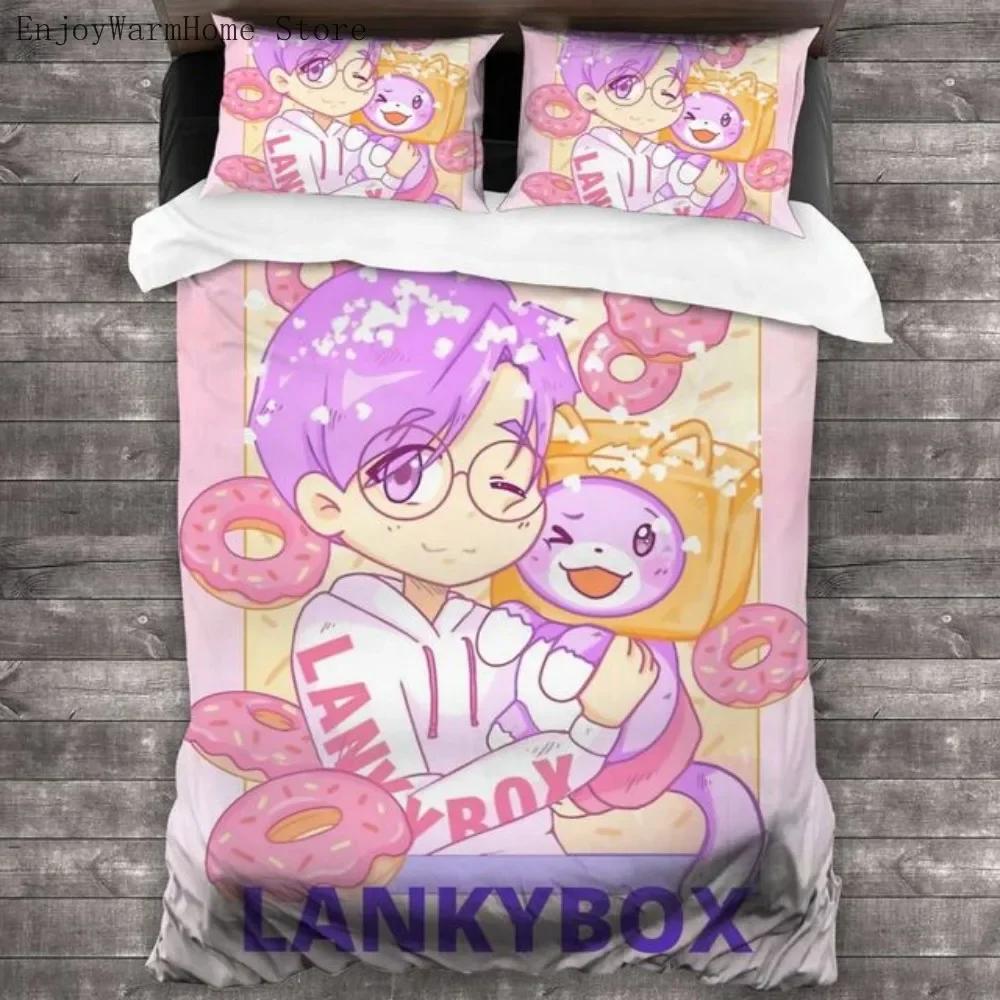 Lankybox Cartoon Cute Kawaii Bedding Set King Twin Double Bed Set Microfiber For Kids Child Duvet Cover And Pillowcase