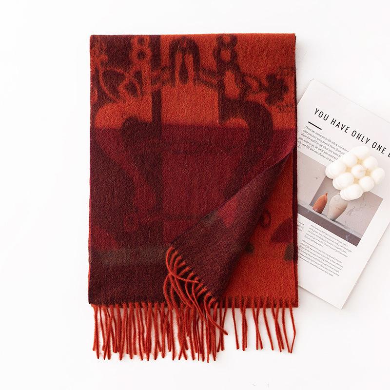 Pure Cashmere Scarf for Women To Keep Warm in Autumn and Winter New Style Jacquard Tassel Shawl