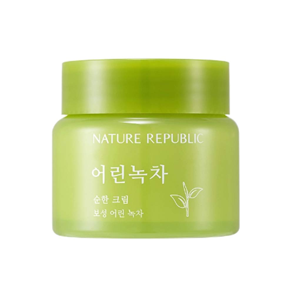 Nature Republic Mild Green Tea Cream – Soothing & Moisturizing Face Cream (55ml / 1.85 fl.oz)