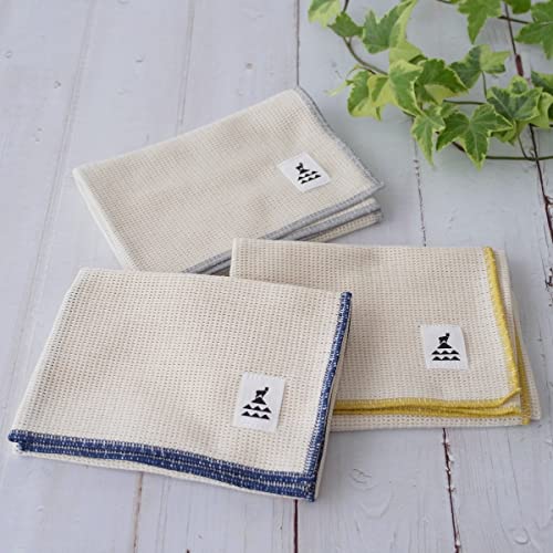 Kamoshika Tool Shop Dishcloths, Set of 3, Made in Japan, 50 x 35 cm, Large Size, 100% Cotton, for Drying Dishes, Hands, and Kitchens