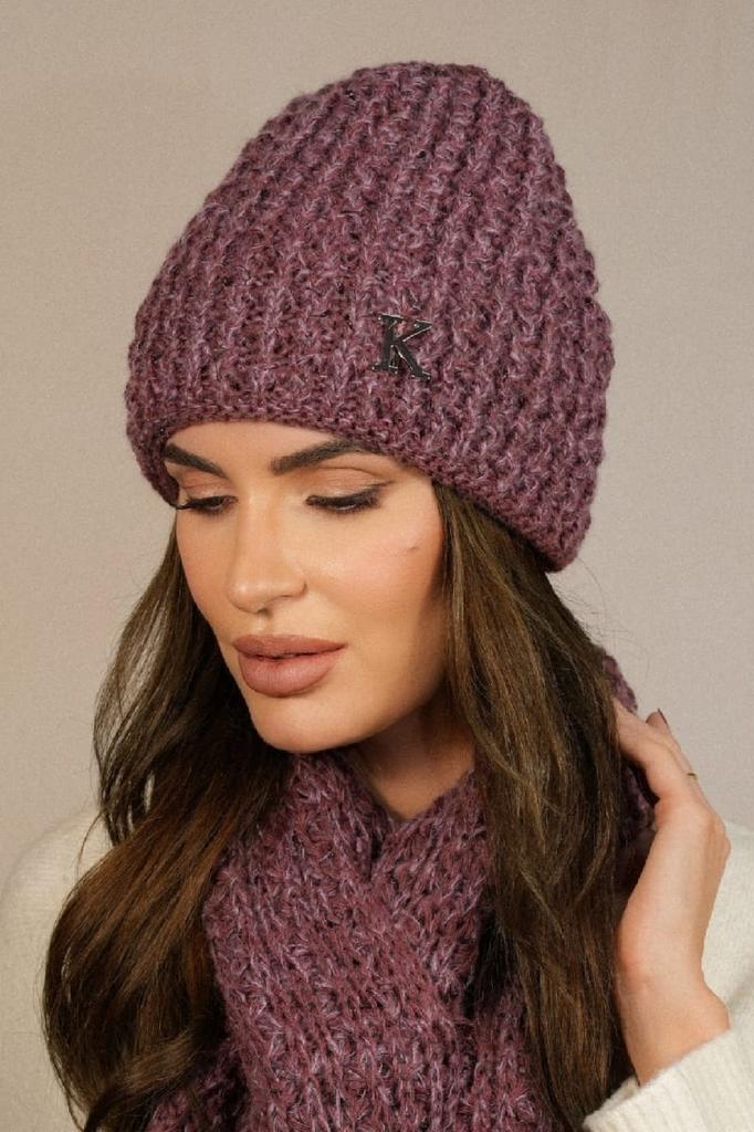 Winter Hat with Lurex Decorated with the Letter "K" Color Burgundy Kamea-Kosmos
