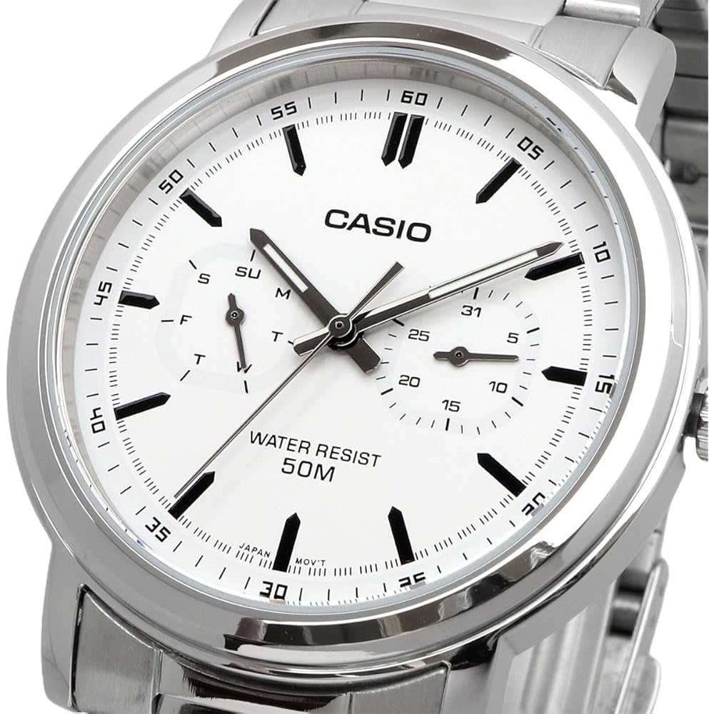 Casio Standard Quartz Men's Watch MTP-E335D-7EV Multi-Calendar Silver White Overseas Model