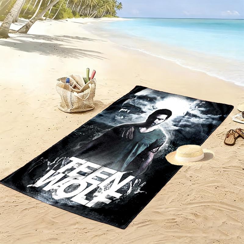 Teen Wolf Aufdruck Strandtuch, Großes Weiches Schnelltrocknendes Handtuch für Strand Camping Schwimmen