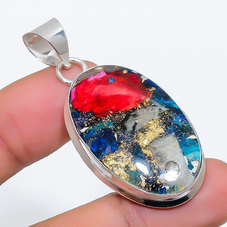 

Spiny Oyster Gemstone Handmade 925 Sterling Silver Jewelry Pendant 1.97 SU-9899