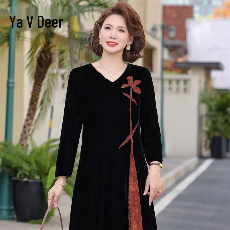 Yalu Spring Plus Size Faux Two-Piece Floral Dress for Mothers 4XL