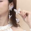 New Elegant Fairy Chiffon Buterfly Tassel Earrings For Women Fashion Imitation Pearl Dangle Drop Earrings Party Wedding Jewelry Gifts
