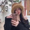 Plush bucket hat women's autumn and winter simple retro face small bucket basin hat plush warm hat