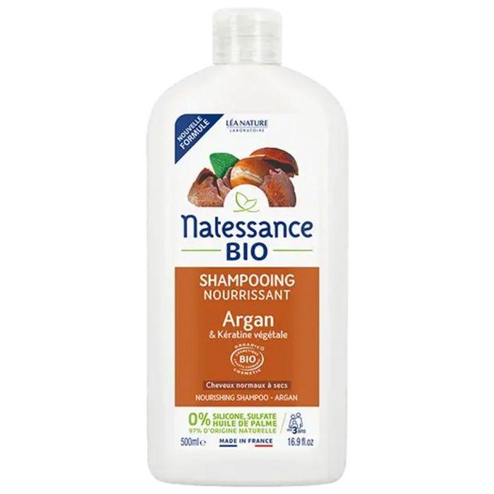 Natessance Shampooing Nourrissant Argan & Kératine Végétale Cheveux Normaux À Secs Bio 500 Ml
