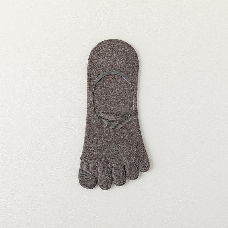 Men's Solid-color Casual Boat Socks, Spring and Summer Breathable Thin Cotton Antibacterial and Deodorizing Short Socks, Summer Toe Socks