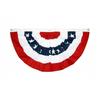 Half-Round Fan Banner Ruffled Patriotic Star Pattern for Porch, Fence