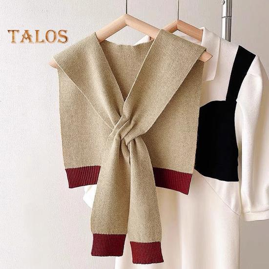 Women Knitting Shawl Patchwork Color Soft Knotted Design Versatile Soft Texture Shawl Winter Warm Scarf