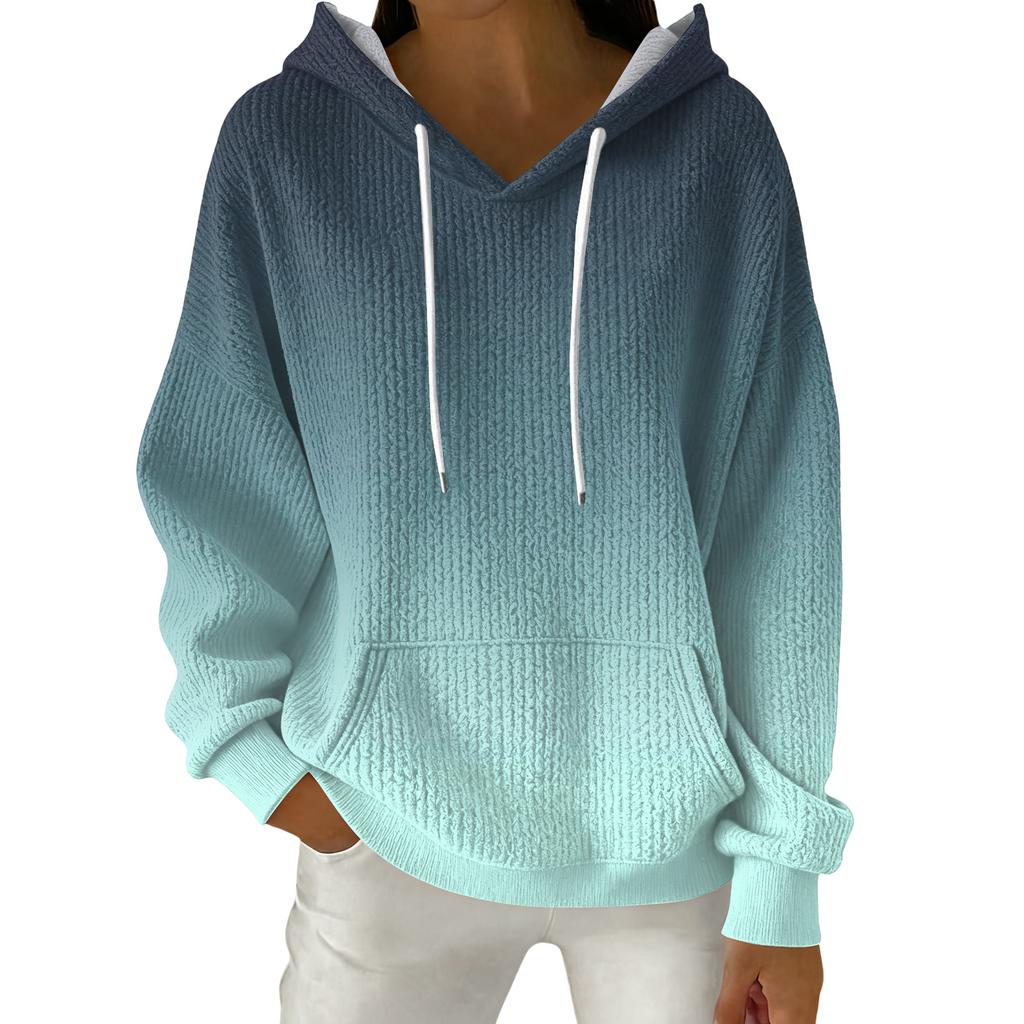 Women's Fashion Casual Gradient Print Pullover Long-Sleeve Hooded Sweatshirt